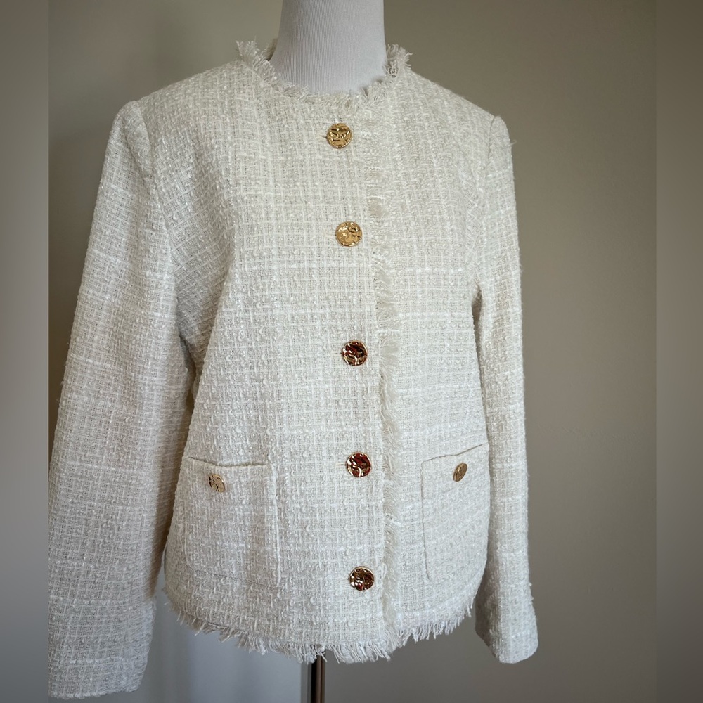 Tahari Ivory Textured Jacket Size Large - NEW
